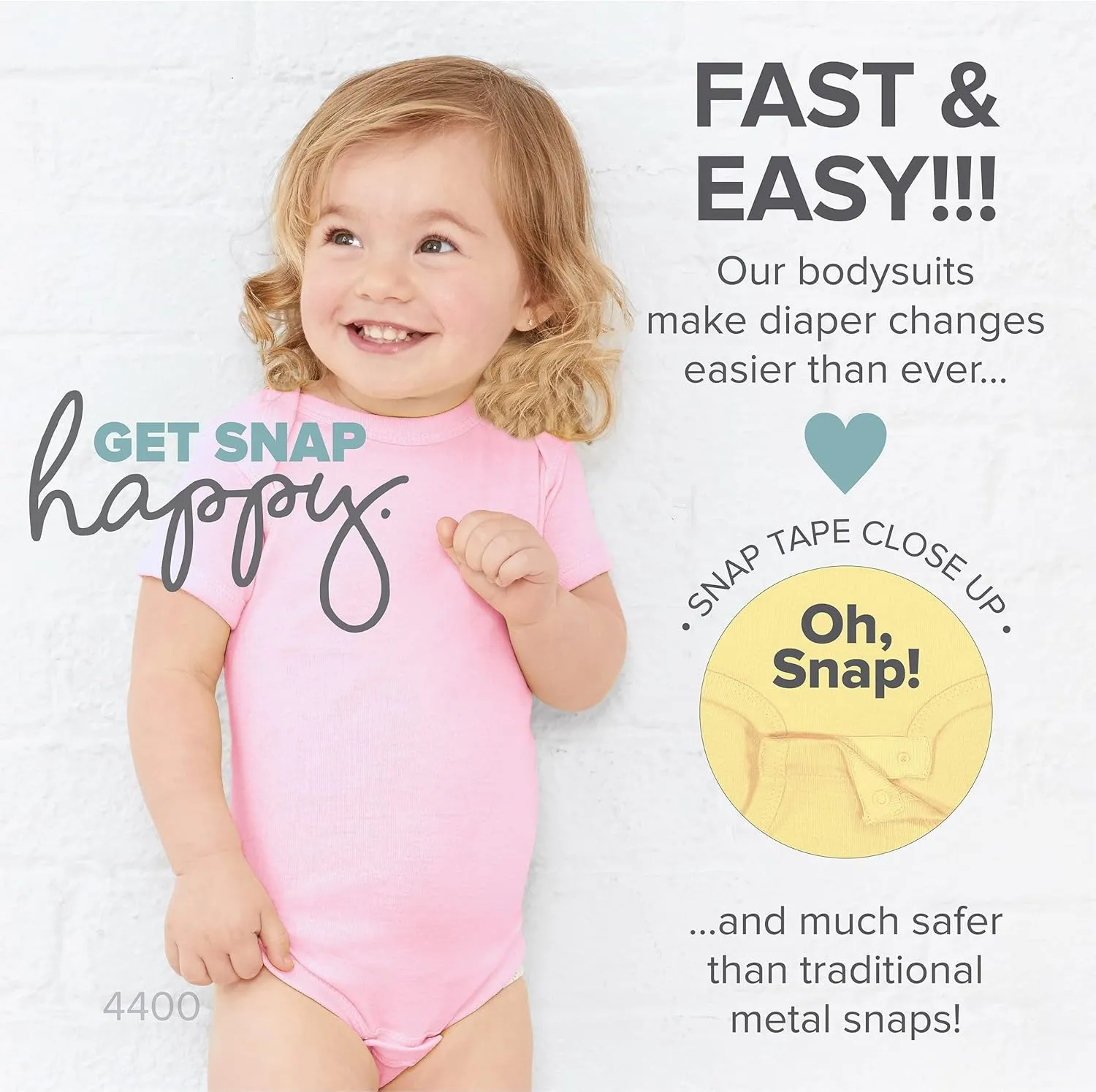 RABBIT SKINS Baby Bodysuit Girl & Boy | Newborn 0-3 Months to 24 Month Toddler 3-Pack Bulk Set, Snap Easy Closure