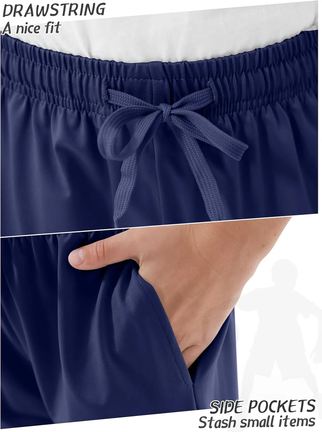 Resinta 5 Pack Boys Athletic Shorts Kids Youth Basketball Shorts Active Performance Quick Dry Gym Elastic Waist with Pockets