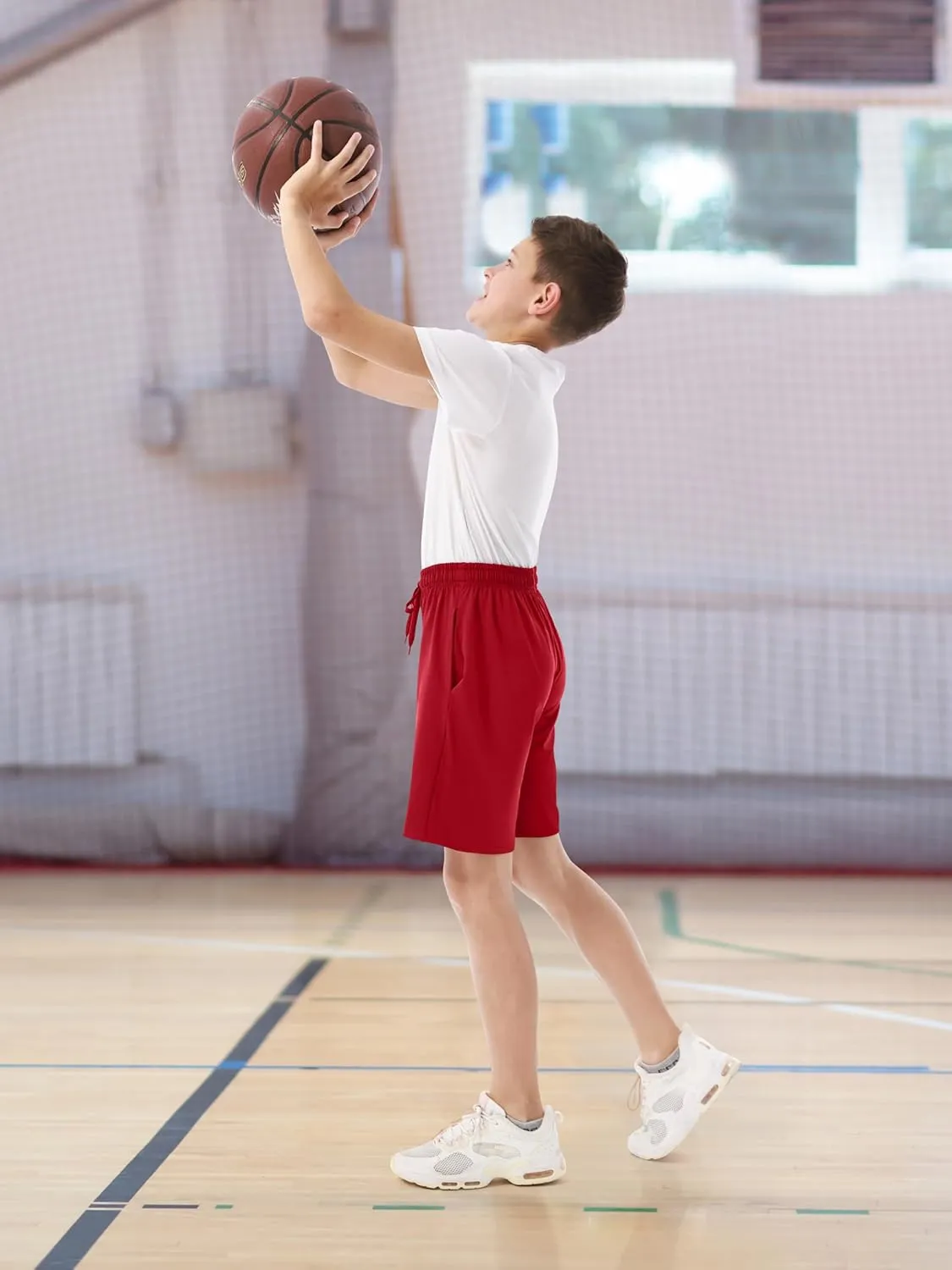Resinta 5 Pack Boys Athletic Shorts Kids Youth Basketball Shorts Active Performance Quick Dry Gym Elastic Waist with Pockets