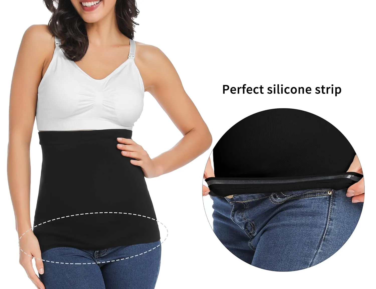 Rheane Belly Bands For Pregnant Women, Pregnancy Belly Band, Maternity Jeans (Black 2)