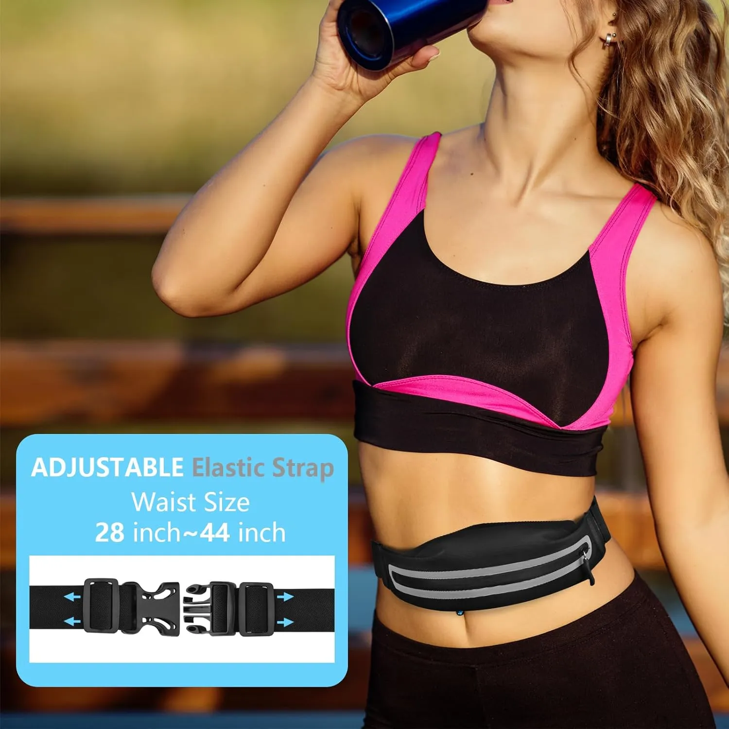 Running Belt Fanny Pack, Running Waist Pack for Women & Men USA Patented Hands-Free Reflective Runner Pouch Belt Fitness Workout Bag No-Bounce Adjustable Sport Travel Fanny Pack Cell
