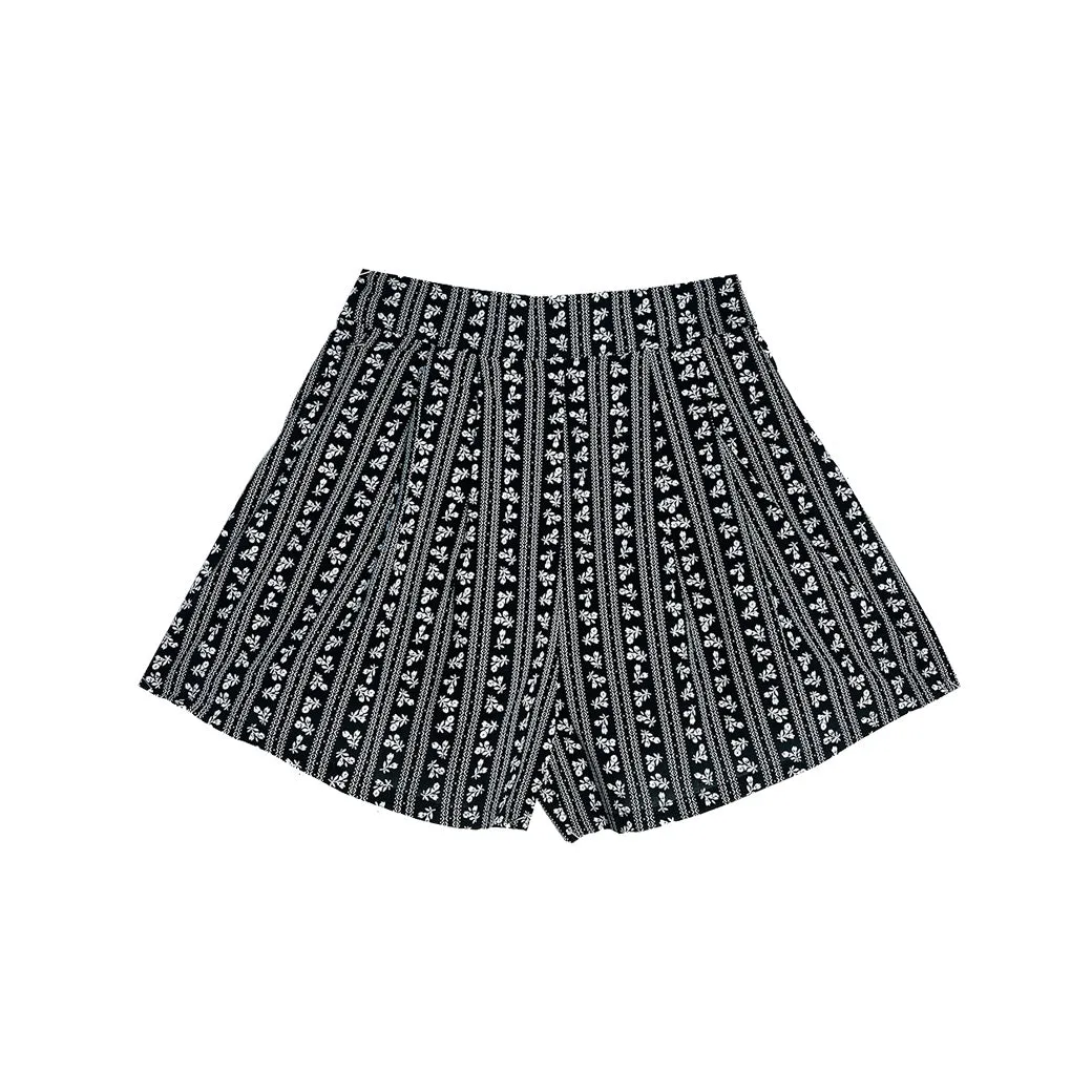 SAMPLE - Flat Front Everyday Shorts - Black Micro Floral