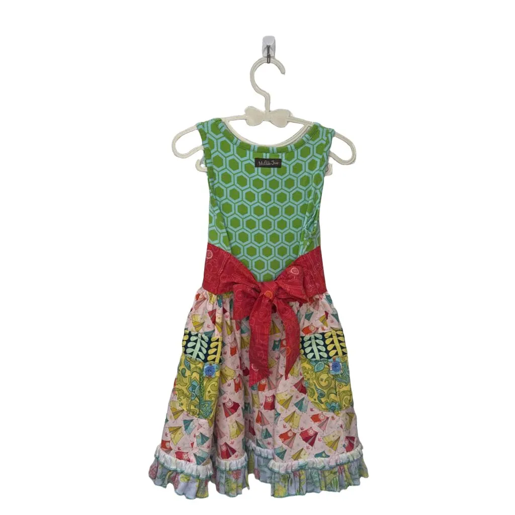 Sleeveless Cotton Dress   Tie Waist / Tents