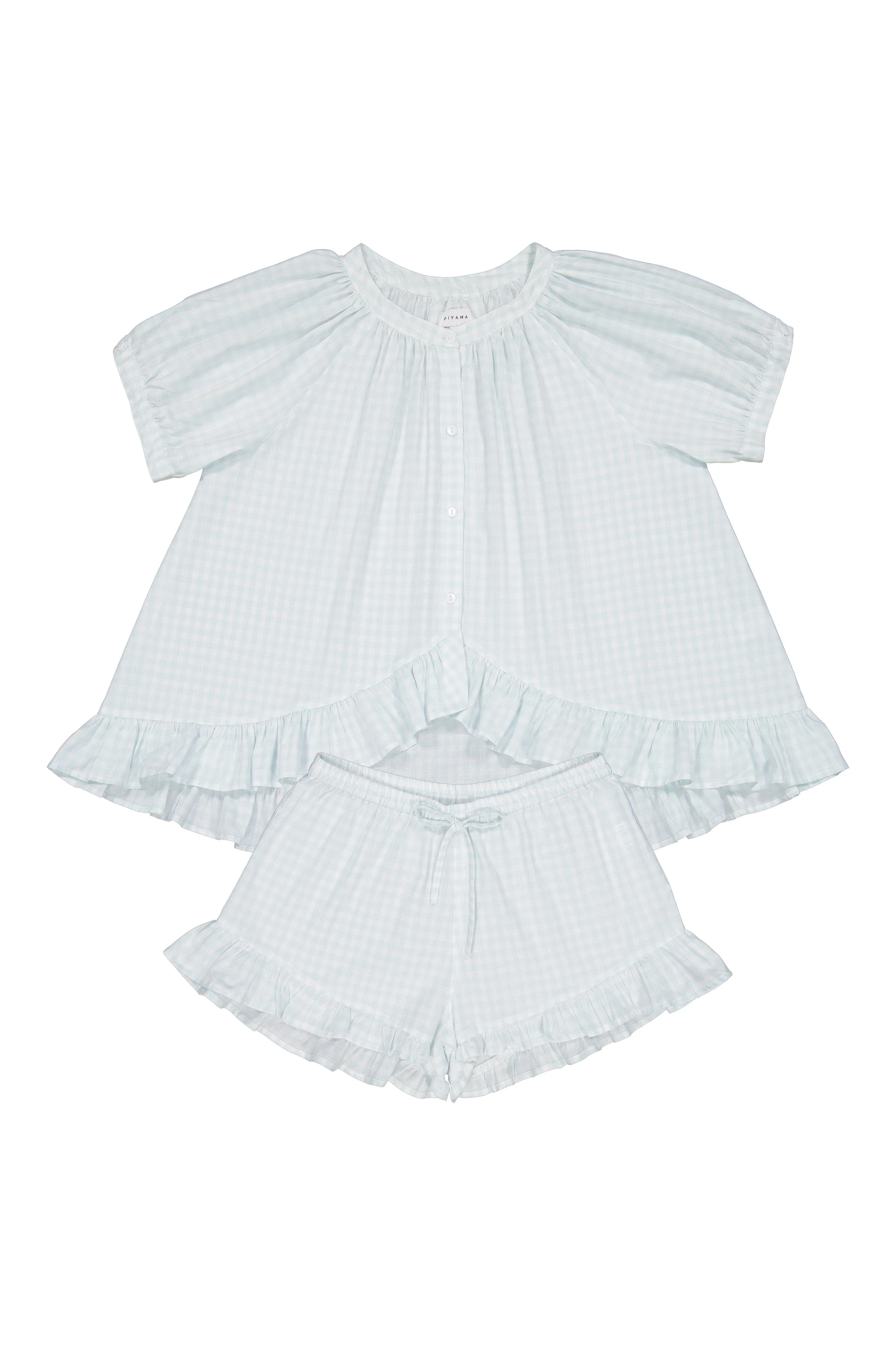 Sophie Sleep Set - Cotton - Gingham Pale Blue