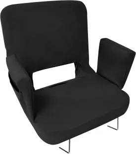 TOPSKY Stadium Seat with Back Support, Regular Size 18.7Width (Seat 17), 3 Reclining Positions, Wide Bleacher Seats with 2 Hook, Picnic Seat (Black)