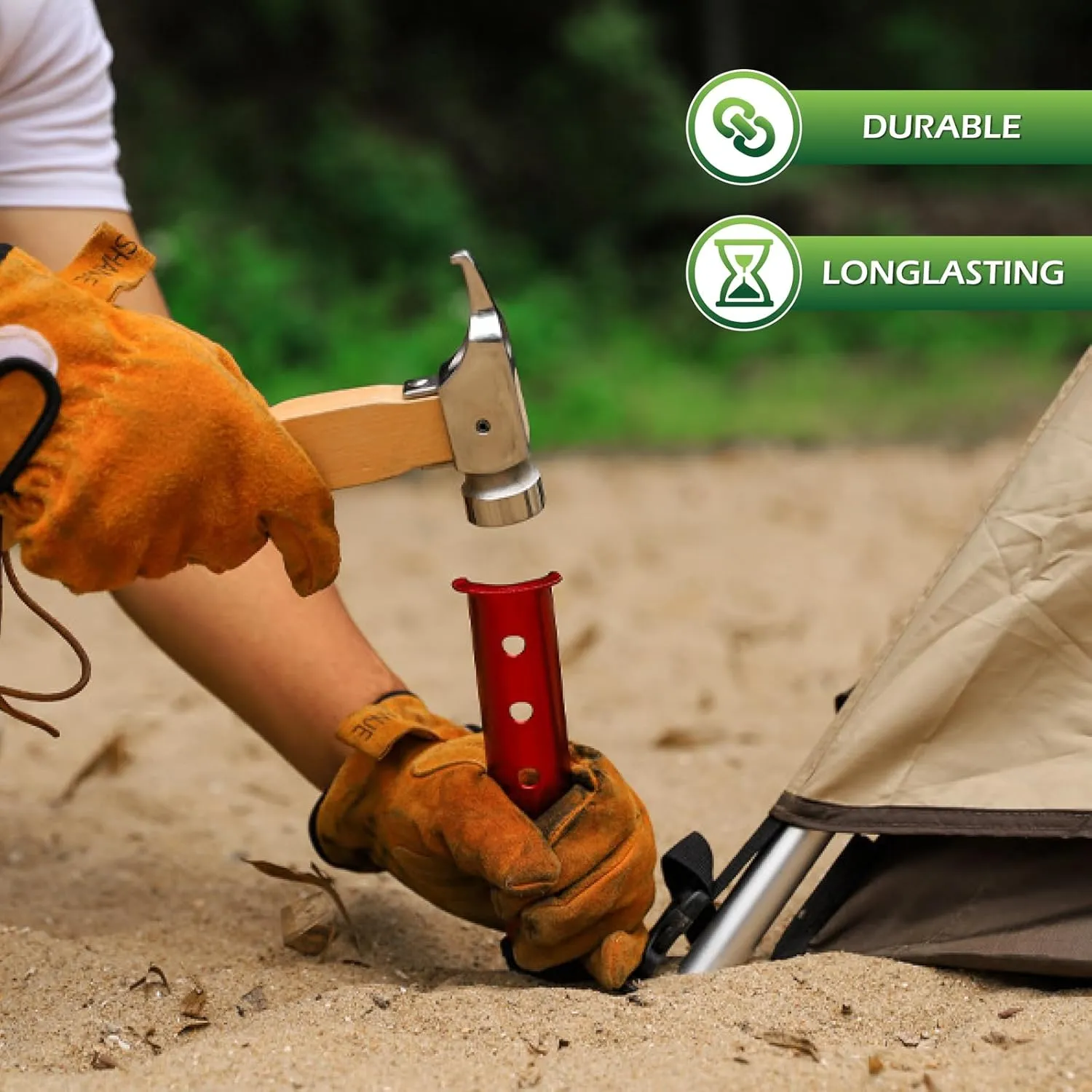 TRIWONDER Tent Stakes Pegs for Snow Sand Beach Canopy Heavy Duty Ground Anchor Stakes Tent Nail Aluminum U-Shaped Camping Hiking Backpacking 6Pcs