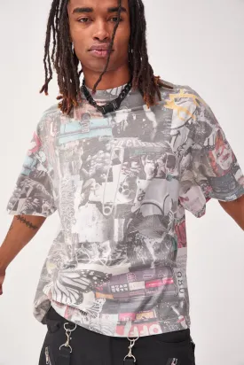 Washed Collage Print Oversized T-shirt