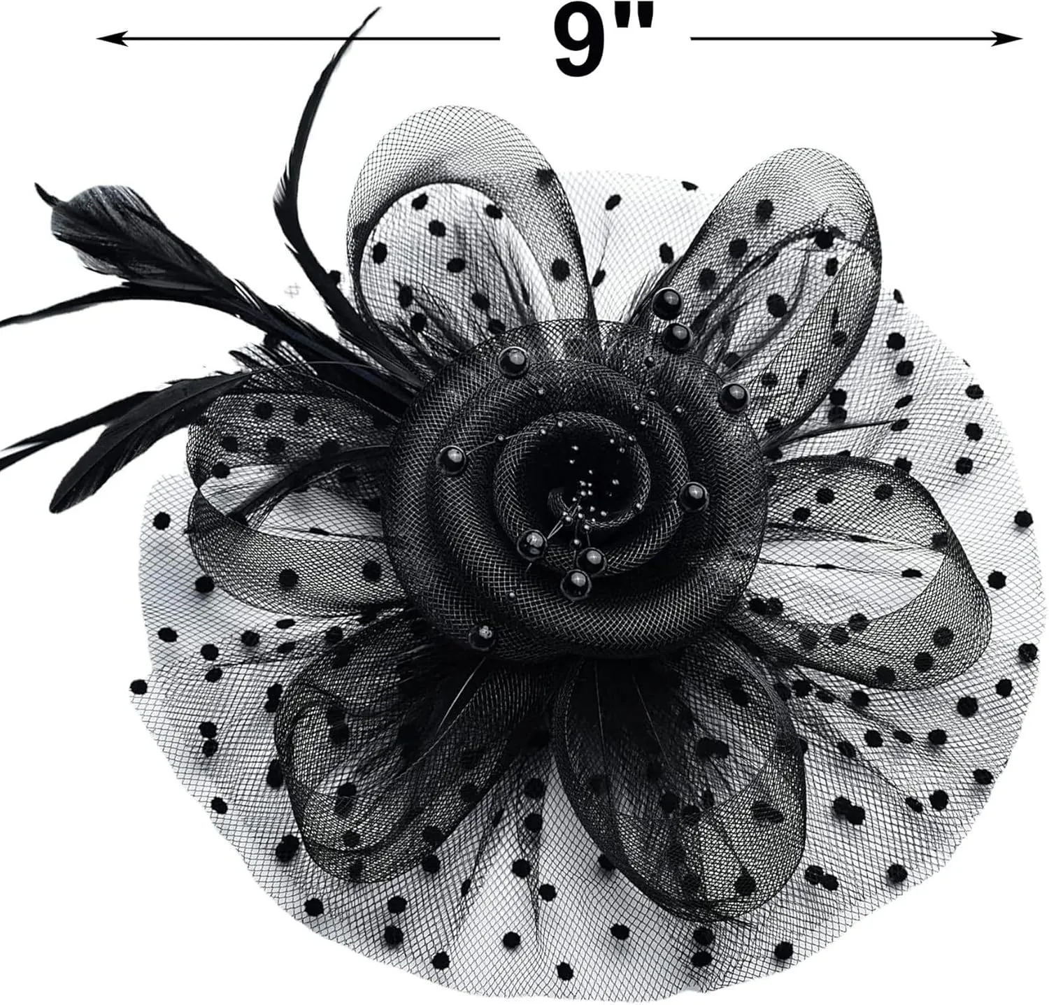 Women Fascinators Hat Tea Party Headwear Kentucky-Derby Headwear with Clip Mesh Veil Headdress for Wedding