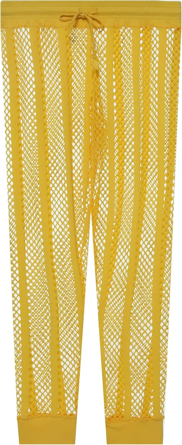 YUFEIDA Men's Fishnet Pants Drawstring Bottoms Low Rise Mesh Leggings Muscle Fit Long Pants See Through Thermal Bottoms