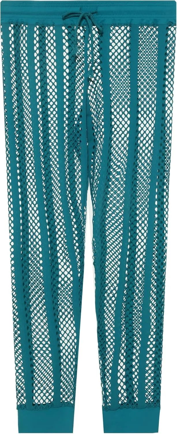 YUFEIDA Men's Fishnet Pants Drawstring Bottoms Low Rise Mesh Leggings Muscle Fit Long Pants See Through Thermal Bottoms